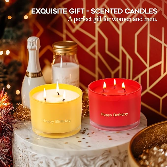 KONNI Red Rose Scented Candles Home 3 Wick Soy Candles, 12.35oz Luxury Relaxing Aromatherapy Candle for Women Men, 50 Hours Long Lasting Clean Burning Jar Candle, Romantic Lover Birthday Gift