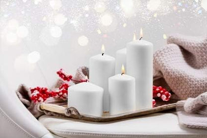 3 X 4 Inch Pillar Candles Set of 12 Bulk Event Pack Round Unscented Premium Wax White Pillar Candles for Wedding, Spa, Party, Birthday, Holiday, Bath, Home Decor (3X4 White)