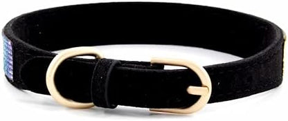 Serijoars Small Dog Collar with Rhinestone Crystal Diamond Colorful Bling Girl Puppy Cat Collars (S, Black2)