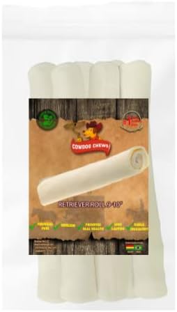 Cowdog Chews Retriever Roll 9-10 inch All Natural Rawhide Dog Treat (5 Pack)