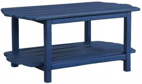 2-Tier Patio Table - Outdoor Coffee Table - Adirondack Deck Table - HDPE Pool Side Table - Blue - 17.7 x 39.4 inches