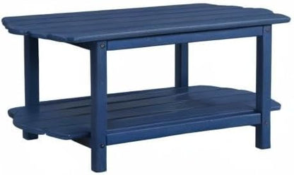 2-Tier Patio Table - Outdoor Coffee Table - Adirondack Deck Table - HDPE Pool Side Table - Blue - 17.7 x 39.4 inches