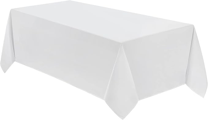 VidaFete 1 Pack Tablecloth 90 * 132inch Rectangle Table Cloth Polyester, Stain Wrinkle Resistant Polyester Dining Table Cover for Kitchen Dinning Party Wedding Tabletop Buffet Decoration(White)