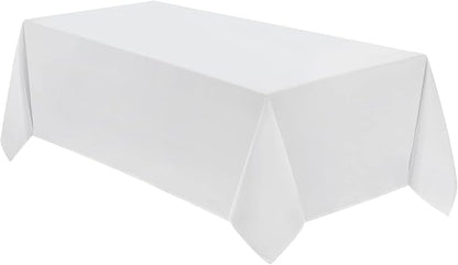 VidaFete 1 Pack Tablecloth 90 * 132inch Rectangle Table Cloth Polyester, Stain Wrinkle Resistant Polyester Dining Table Cover for Kitchen Dinning Party Wedding Tabletop Buffet Decoration(White)