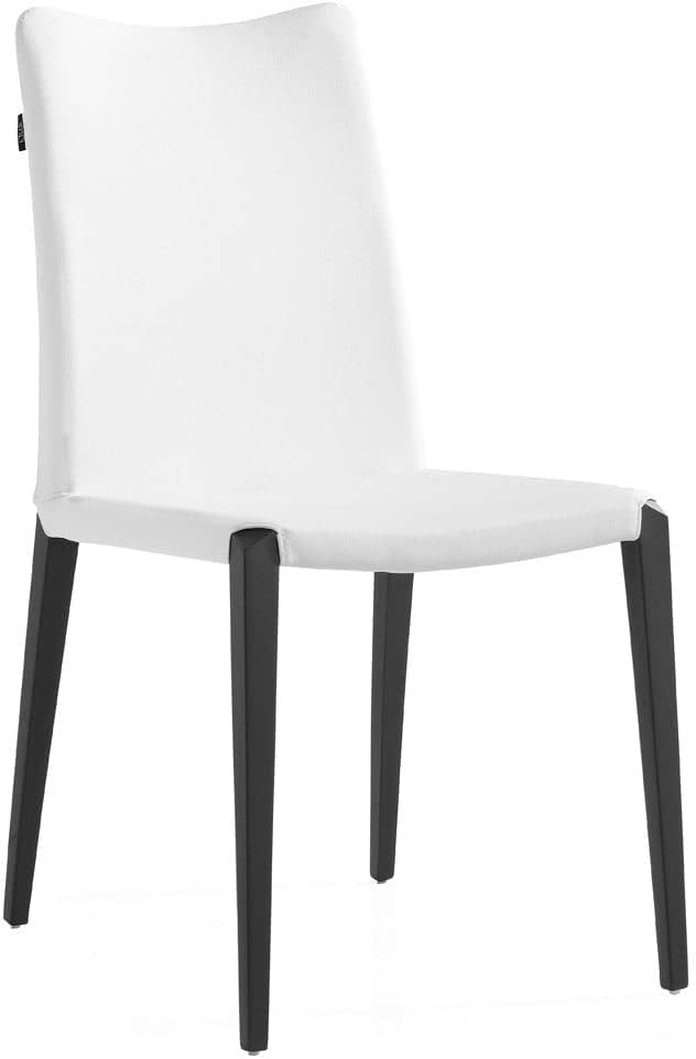ZURI Modern Jordan Dining Chair in White Leatherette and Matte Black Steel Base
