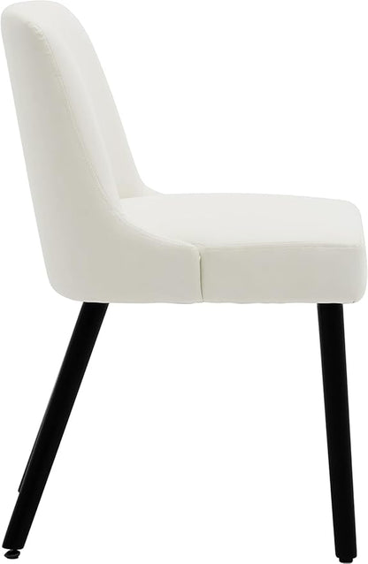 MINCETA Dining Chair,Morden Wood Leg Upholstered Kitchen Chair Set of 2,PU in Cream White