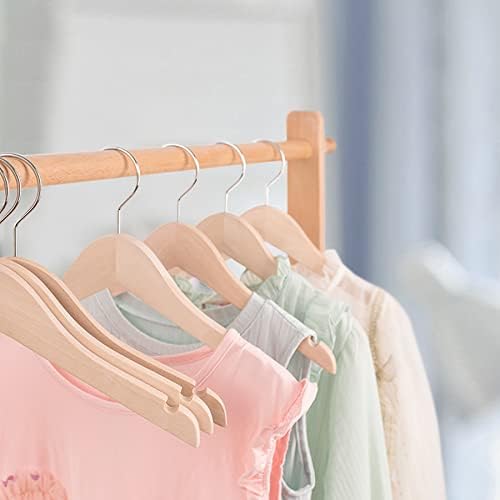 Nature Smile 20 Pack Unfinished/Natural Kids Baby Children Toddler Wooden Shirt Dress Coat Hangers with No Painting - 360°Stronger Anti-Rust Chrome Swivel Hook - Extra Smoothly Cut Notches