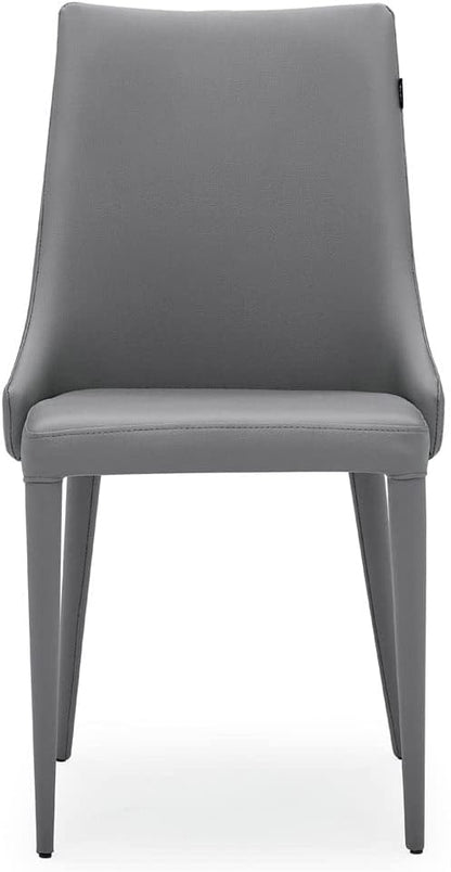 ZURI Jillian Gray Leatherette Dining Chair with Curved Back