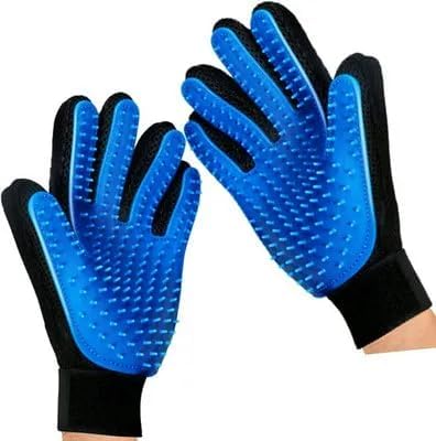 Pet Grooming Gloves for Dogs & Cats (2 Pack) – Deshedding Hair Remover Mitts with Soft Silicone Massage Bristles – Dual-Sided Grooming & Bathing Gloves for Long & Short Hair Pets –