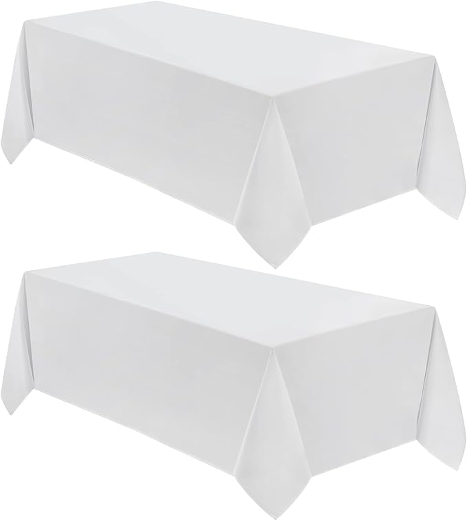 VidaFete Tablecloth 90 * 156inch 2pack Rectangle Table Cloth Polyester, Stain Wrinkle Resistant Dining Table Cover for Kitchen Dinning Party Wedding Rectangular Tabletop Buffet Decoration(White)