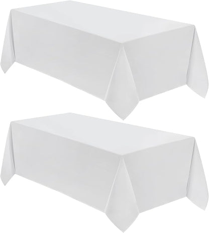VidaFete Tablecloth 90 * 156inch 2pack Rectangle Table Cloth Polyester, Stain Wrinkle Resistant Dining Table Cover for Kitchen Dinning Party Wedding Rectangular Tabletop Buffet Decoration(White)