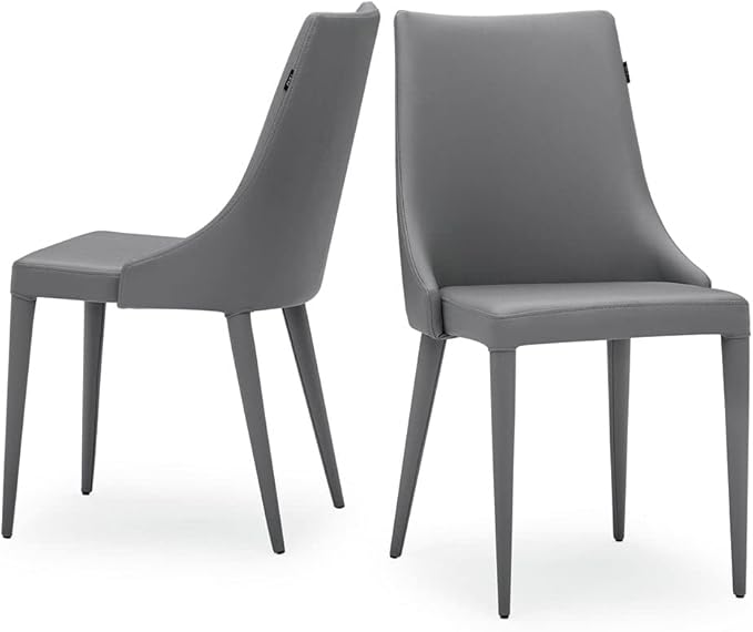 ZURI Jillian Gray Leatherette Dining Chair with Curved Back