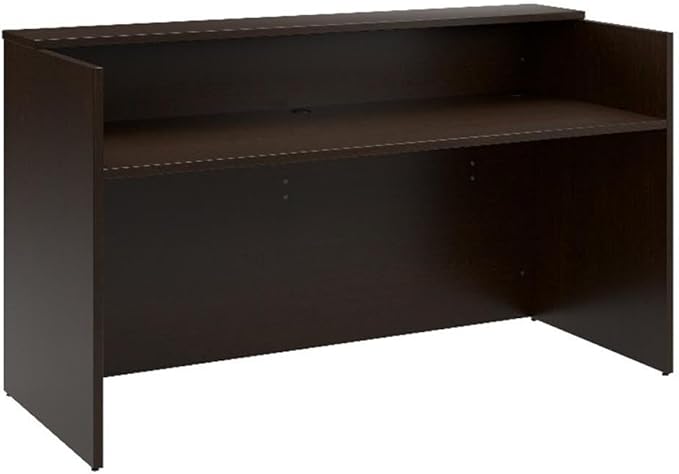 Bush Business Furniture Arrive 72W x 30D Reception Desk with Shelf in Mocha Cherry, Modern Receptionist Station for Office Waiting Room