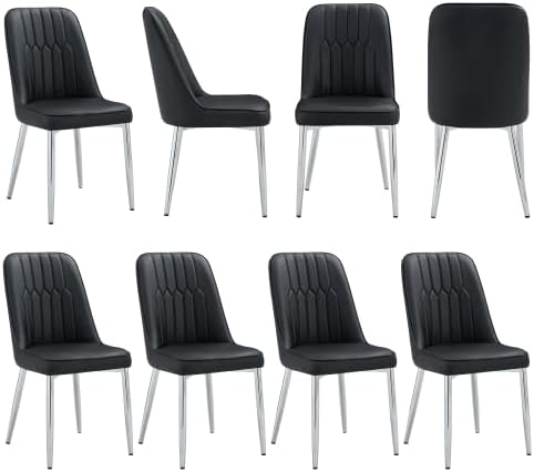 Dining Chairs Set of 8，Modern Dining Chairs, Equipped with PU Leather Backrest Cushions and Metal Legs, Suitable for Restaurants, Kitchens, and Dining Room Chairs