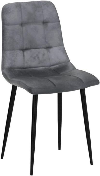 NORDICANA Grey Velvet Dinner Chairs Set of 4, Modern Armless Dining Side Chairs with Metal Legs for Kitchen Living Room Vanity