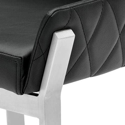 Zuri Furniture Sydney Black Leatherette Dining Chair with Brushed Stainless Steel Legs