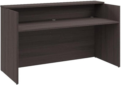 Bush Business Furniture Arrive 72W x 30D Reception Desk with Shelf in Storm Gray, Modern Receptionist Station for Office Waiting Room