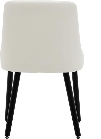 MINCETA Dining Chair,Morden Wood Leg Upholstered Kitchen Chair Set of 2,PU in Cream White