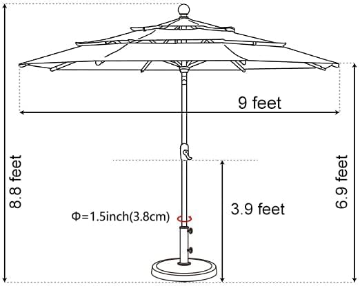 EliteShade USA 10-Year-Non-Fading Solar 9ft 3 Tiers Market Umbrella with 80 LED Lights Patio Umbrellas Outdoor Table with Ventilation,Forest Green