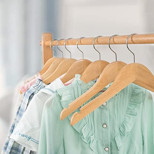 Nature Smile Juniors Preteen Older Children Wooden Coat Hangers 14 Inches Wood Dress Shirt Jacket Hangers with Anti-Rust Hook (20 Pack Natural)