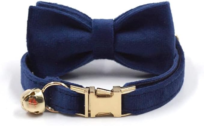 Personalized Cat Collar with Bells,Velvet Customized Small Cat Collar with Name Tag,Pet Collar with Name Phone Number Engraved ID Tags for Boy and Girl Kitten Cats (Tibetan Blue)