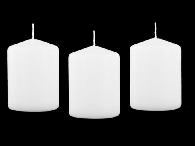 3 X 4 Inch Pillar Candles Set of 12 Bulk Event Pack Round Unscented Premium Wax White Pillar Candles for Wedding, Spa, Party, Birthday, Holiday, Bath, Home Decor (3X4 White)