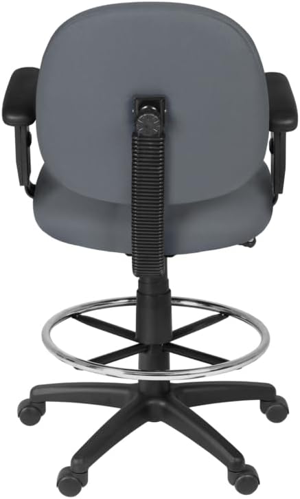 Romig Comfort Series Swivel Fabric Computer Task Chair with Adjustable Arms & Drafting Kit -Grey
