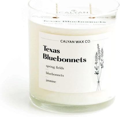 Calyan Wax Co. Texas Bluebonnets 2 Wick Scented Candle - 37 Hour Burn - Luxury Non Toxic Soy Wax Candles - Long Lasting Large Glass Jar Candle for Home - 8.8oz