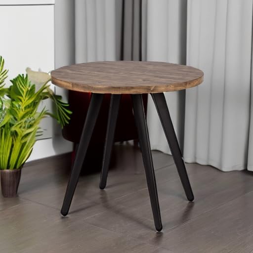 Round Dining Table, Small Dining Table for 2, 31.5" Round Table, Mid-Century Modern Kitchen Table with 1.4" Thickness Wood Grain Tabletop for or Small Space, Dining Room, Kitchen, Rusty Brown