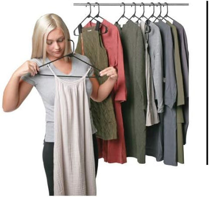 Sharpty Plastic Hangers Clothes Hangers for Clothing, Closet, Coats & Shirts - Durable, Thick, Tough & Space Saving - for Everyday Standard Use, Room Essentials & Basics - 60 Pack - Black