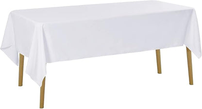 6 Pack White Tablecloth 60 x 102 Inch Table Cloth for 6 Foot Rectangle Tables, Wrinkle Resistant Washable Polyester Fabric Table Covers for Party, Wedding,Dining,and Banquet