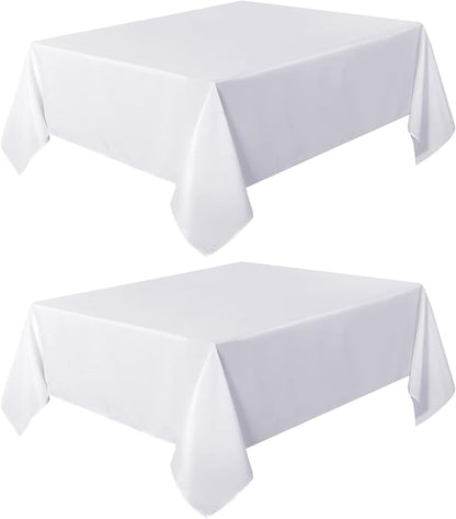 sancua 2 Pack White Tablecloth 54 x 54 Inch, Stain and Wrinkle Resistant Square Table Cloth - Washable Polyester Table Cover for Dining Tables, Buffet Parties and Camping