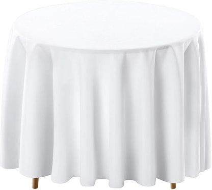 Surmente White Tablecloth for Round Tables, 120-inch Round Table Cloths for Weddings, Banquets, or Restaurants