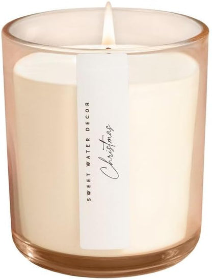 Sweet Water Decor Christmas Candle - Cinnamon, Trees, Orange, and Clove Scented Winter Candle - Christmas Soy Candles and Decor for Home - 12oz Sandstone Jar, 50+ Hour Burn Time, Made in The USA