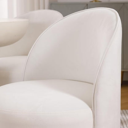 Modern Barrel Dining Chairs Set of 3, Swivel Base White Accent Chair 360°Rotating Vanity Chair Mid-Century Dining Side Chair Kitchen Chair for Living Room, Bedroom, Home, Office, Kitchen