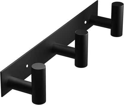VAEHOLD Black Hat and Coat Wall Mount Rack - 3 Hooks for Robes, Bags, Keys, and Towels - Bathroom Towel Hanger Organizer (1 Pack)