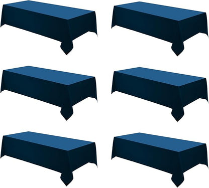 Rectangle Tablecloths 90x132 Inch 6 Pack Navy Blue Tablecloth for 6ft Washable Decorative Linen Polyester Table Cloths for 8ft Dining Table Banquets Buffet Parties and Wedding