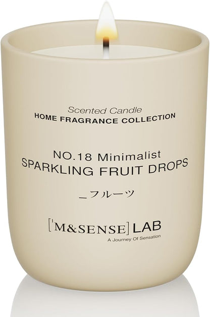M&SENSE Natural Soy Candle| Sparkling Fruit Drops | 5.3 oz | Minimalist Christmas Scented Candle for Relaxation, Gifting, Home Décor | for Bedroom, Office, Party Small