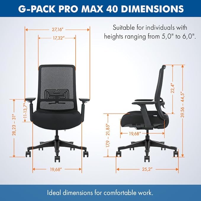 Mesh Office Chair – Ergonomic Office Chair with Lumbar Support, Adjustable 3D Arms & Soft Seat – Holds Up to 330lbs (Black)