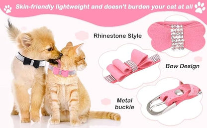 Serijoars Small Dog Collar with Rhinestone Crystal Diamond Colorful Bling Girl Puppy Cat Collars (XS, Pink1)