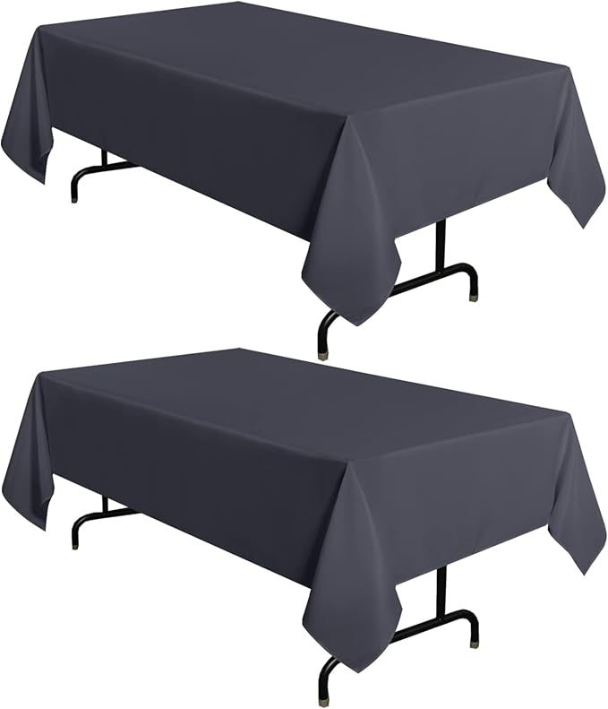 sancua 2 Pack Dark Grey Tablecloth 54 x 78 Inch, Rectangle 4 Feet Table Cloth - Stain and Wrinkle Resistant Washable Polyester Table Cover for Dining Tables, Buffet Parties and Camping