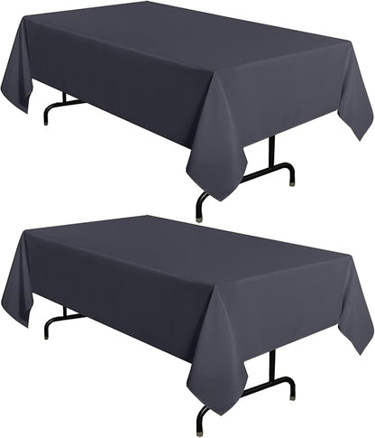 sancua 2 Pack Dark Grey Tablecloth 54 x 78 Inch, Rectangle 4 Feet Table Cloth - Stain and Wrinkle Resistant Washable Polyester Table Cover for Dining Tables, Buffet Parties and Camping
