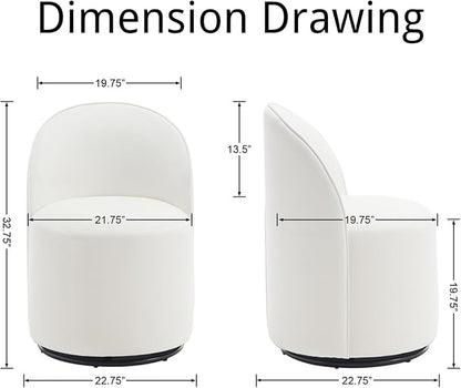 Modern Barrel Chair Swivel Base White Accent Chair 360°Rotating Vanity Chair Mid-Century Dining Side Chair Kitchen Chair for Living Room, Bedroom, Home, Office, Kitchen