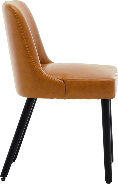 MINCETA Dining Chair,Morden Wood Leg Upholstered Kitchen Chair Set of 4,PU in Brown