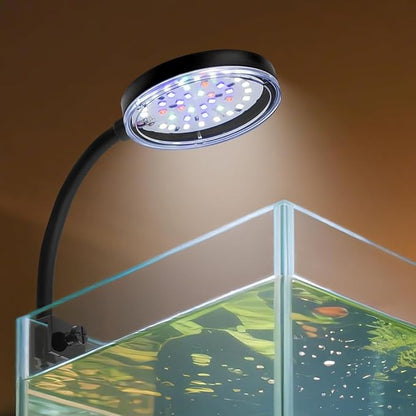 Clip On Aquarium Light 8W LED Fish Tank Light with Full Spectrum & Dimmable Brightness Timing USB Moving Aquarium Lamp for 1-5 Gallon Betta Fish Tanks