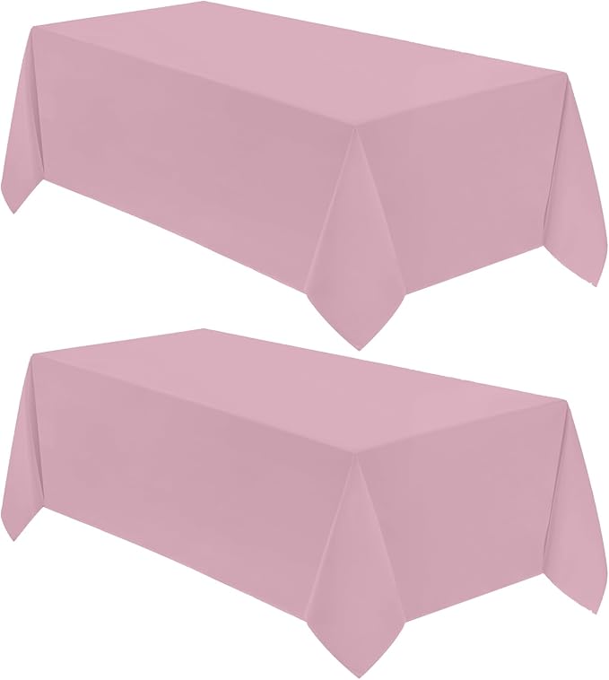 VidaFete Tablecloth 2 Pack 90 * 156inch Rectangle Table Cloth Polyester, Stain Wrinkle Resistant Polyester Dining Table Cover for Kitchen Dinning Party Wedding Rectangular Buffet Decoration(Pink)