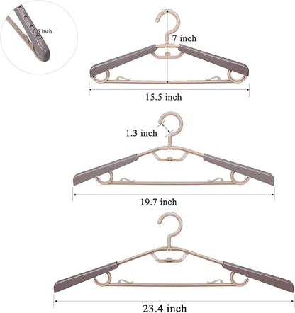 6-Pack Heavy Duty Plastic Extra-Wide Arm 15"-23" Suits Clothes Hangers with Swivel Hooks,Perfect for Coat,Jacket,Dress,Shirt,Trousers or Closet Space Saving,Grey&Tan