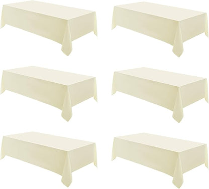 Rectangle Tablecloths 60x120 Inch 6 Pack Ivory Tablecloth for 6ft Washable Decorative Linen Polyester Table Cloths for 8ft Dining Table Banquets Buffet Parties and Wedding