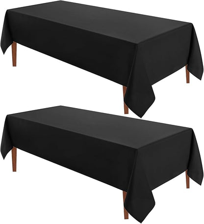 VidaFete Tablecloth 60 * 102inch 2pack Rectangle Table Cloth Polyester, Stain Wrinkle Resistant Dining Table Cover for Kitchen Dinning Party Wedding Rectangular Tabletop Buffet Decoration(Black)