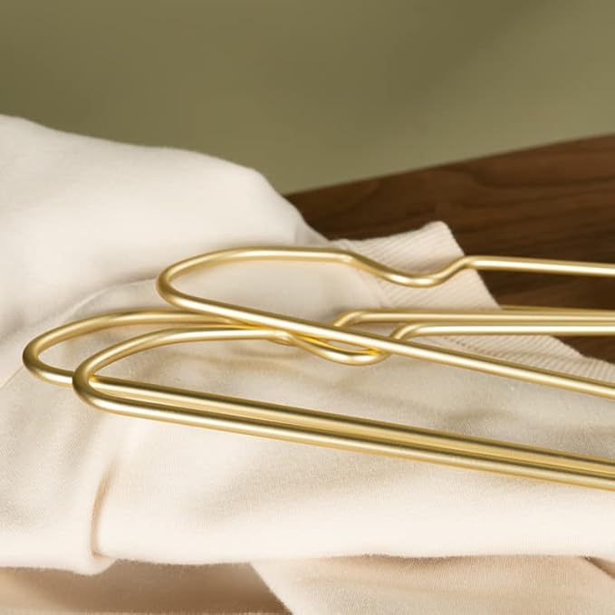 30 Pack Gold Matt Metal Wire Hangers Coat Suit Clothes Hangers with Notches,16.5" Heavy Duty Durable Hangers for Adult, Shirt Dress Pants Hanger Space Saving Legging Organizer